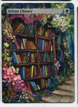 Sylvan Library Altered Art Magic The Gathering Hand Painted Card - Image 1