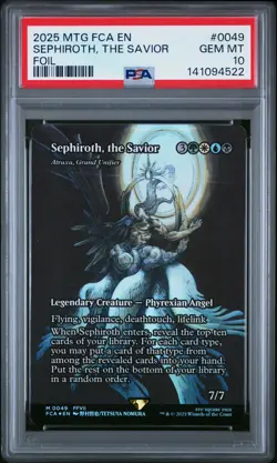 2025 MTG FINAL FANTASY THROUGH THE AGES FOIL #0049 SEPHIROTH, THE SAVIOR PSA 10 - Image 1