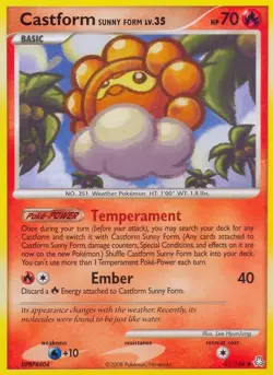 POKEMON CASTFORM SUNNY FORM 51/146 DIAMOND & PEARL LEGENDS AWAKENED NM CONDITION - Image 1