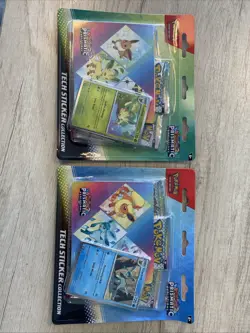 Pokemon Prismatic Evolutions Tech Sticker Collection Glaceon and Leafeon - Image 1