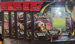 5x Pokemon Perfect Order - Chikorita 3-Pack Booster Blister Factory Sealed - Image 1