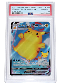 Pokemon Celebrations ~ SURFING PIKACHU VMAX ~ PSA 10 ~ Full Art Ultra Rare 009 - Image 1