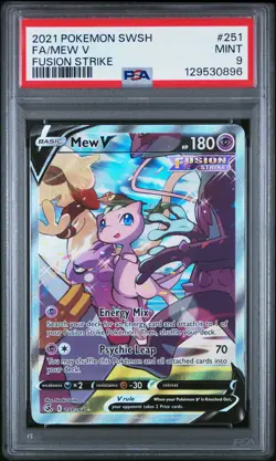 2021 POKEMON SWORD & SHIELD FUSION STRIKE #251 FULL ART/MEW V PSA 9 - Image 1