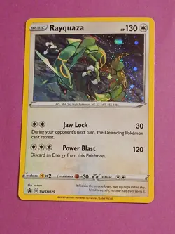 Pokemon Sword & Shield Rayquaza SWSH 029 Promo Card Black Star Holo - Image 2