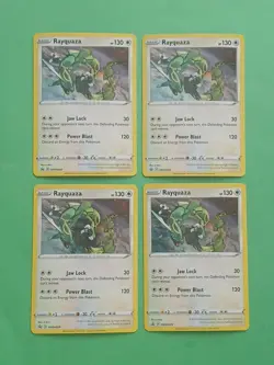 Pokemon Sword & Shield Rayquaza SWSH 029 Promo Black Star Holo Playset (4) Cards - Image 1