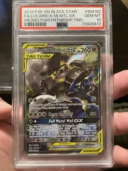 Pokemon PSA Gem Mint 10 Lucario & Melmetal GX SM192 Sun & Moon Promo Holo - Image 3