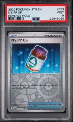 N's PP Up 153/159 Pokemon Sv09: Journey Together Reverse Holo PSA 9 - Image 1