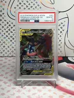 2019 Pokemon Sun & Moon Unbroken Bonds 201 Full Art/Greninja & Zoroark GX - Image 1