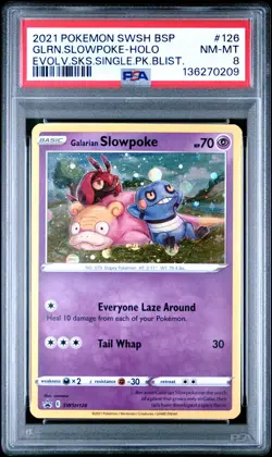 2021 POKEMON SWSH BLACK STAR PROMO #126 GALARIAN SLOWPOKE-HOLO PSA 8 - Image 1