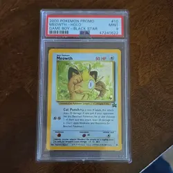 PSA 9 Meowth #10 Black Star Promo Holo 2000 Pokemon Game Boy Vintage - Image 1