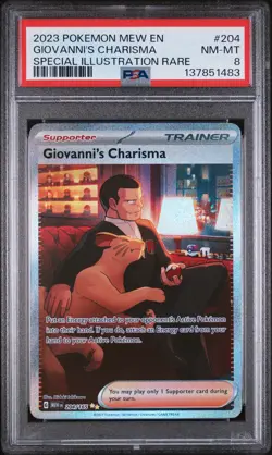 2023 Pokemon Mew En-151 #204 Giovanni'S Charisma Special Illustration Rare PSA 8 - Image 1