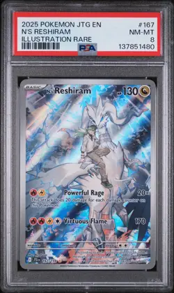 2025 Pokemon Jtg En-Journey Together #167 N'S Reshiram Illustration Rare PSA 8 - Image 1