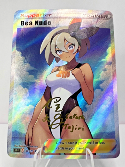 Bea Full Art Pokemon Bikini Anime Waifu ACG DIY Trainer Art card - Image 1