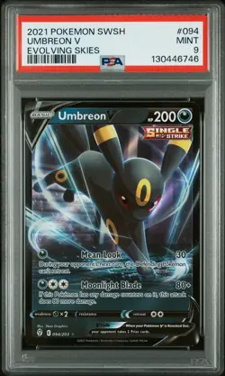 Umbreon V Evolving Skies Pokemon Sword & Shield Evolving Skies 094 NM PSA 9 - Image 1