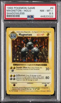 1999 POKEMON BASE SET SHADOWLESS #9 MAGNETON-HOLO PSA 8.5 - Image 1