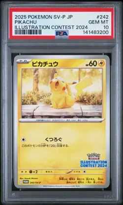 2025 POKEMON JAPANESE SV-P PROMO ILLUSTRATION CONTEST 2024 #242 PIKACHU PSA 10 - Image 1