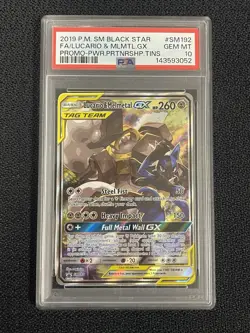 2019 Pokemon Sun&Moon Promo Lucario & Melmetal GX Tag Team #SM192 PSA GEM MT 10 - Image 1