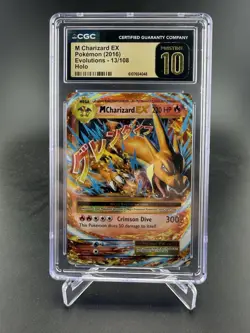 CGC Pristine 10 Pokemon TCG M Charizard EX 13/108 Evolutions Holo (2016) - Image 1