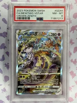 PSA 8 Mewtwo Vstar GG44/GG70 Crown Zenith Galarian Gallery Pokemon Holo MINT - Image 3