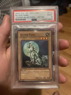 Yu-Gi-Oh LOB-010 Silver Fang 1st Edition PSA 9 Mint Legend Of Blue-eyes - Image 1