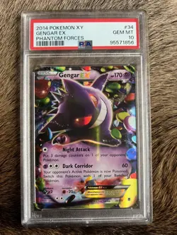 2014 POKEMON XY PHANTOM FORCES #34 GENGAR EX PSA 10 - Image 1