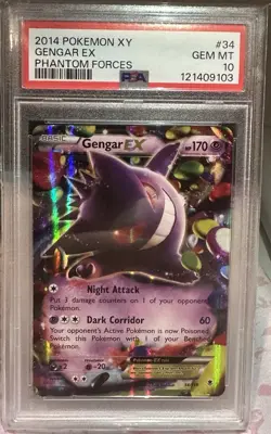 PSA 10 Gengar EX 34/119 Ultra Rare XY Phantom Forces Pokemon TCG GEM MINT 2014 - Image 1