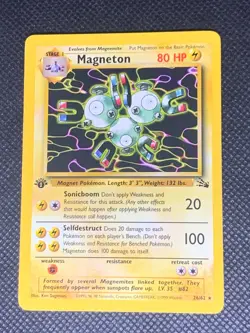 Magneton 26/62 Rare - 1st edition Fossil Pokemon Card - LP - Image 1