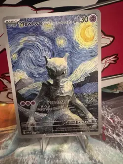 Pokemon Mewtwo Starry Night Van Gogh Beautiful Moon ACG Star Trading Card NM - Image 1