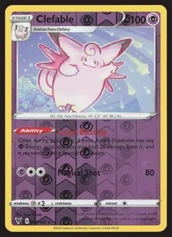 SWSH04: Vivid Voltage Clefable #064/185 Reverse Holo Pokemon Card - Image 1
