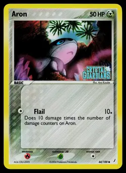 Pokemon Card - Aron Crystal Guardians 44/100 Reverse Holo Stamped - Image 1