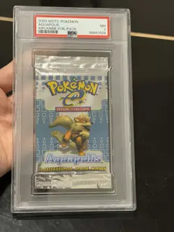 RARE 2003 WOTC Aquapolis Arcanine PSA 7 Foil Vintage Pokemon Booster Pack - Image 1