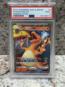 2019 Pokemon Charizard GX 9/68 Hidden Fates Holo Ultra Rare PSA 9 - Image 1