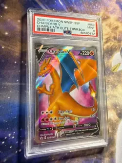 2020 POKEMON SWSH PROMO CHAMPION'S PATH ETB #050 CHARIZARD V PSA 9 - Image 1
