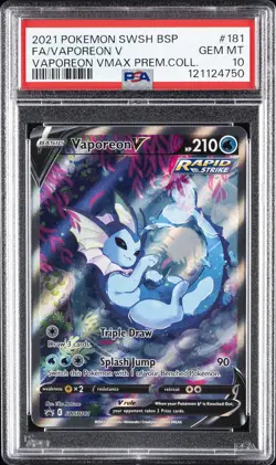 2021 POKEMON SWSH BLACK STAR PROMO #181 FULL ART/VAPOREON V PSA 10 - Image 1
