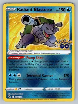 Radiant Blastoise Radiant Rare Pokemon GO 018/078 NM - Image 1