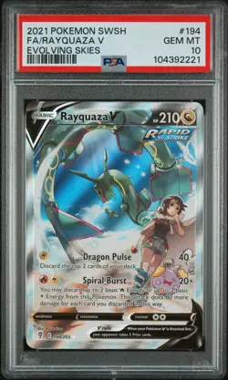 2021 POKEMON SWORD & SHIELD EVOLVING SKIES #194 FULL ART/RAYQUAZA V PSA 10 - Image 1