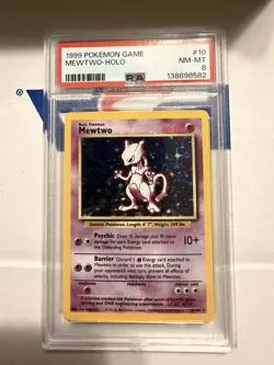 1999 Pokemon Unlimited Base Set Mewtwo Holo Rare 10/102 PSA 8 - Image 1