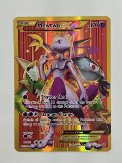 Pokemon XY BREAKthrough Mewtwo EX 164/162 Secret Rare Full Art HP / DAMAGED - Image 1