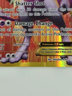 Pokemon XY BREAKthrough Mewtwo EX 164/162 Secret Rare Full Art HP / DAMAGED - Image 3