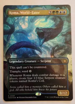 Koma, World-Eater (Borderless) Foundations Foil Rare NM+ - Image 1