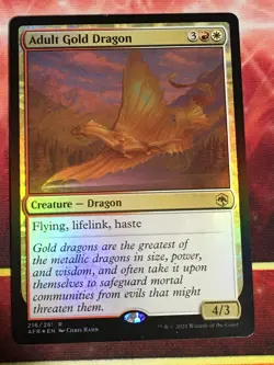 C6700 MTG MAGIC FORGOTTEN REALMS ADULT GOLD DRAGON #216 FOIL MP RARE - Image 1