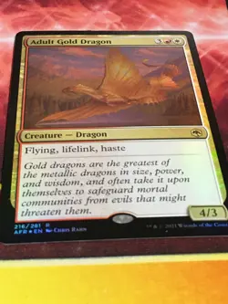 C6700 MTG MAGIC FORGOTTEN REALMS ADULT GOLD DRAGON #216 FOIL MP RARE - Image 2