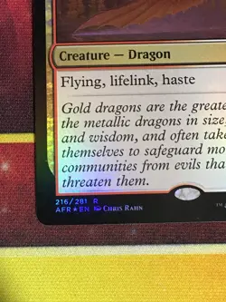 C6700 MTG MAGIC FORGOTTEN REALMS ADULT GOLD DRAGON #216 FOIL MP RARE - Image 4