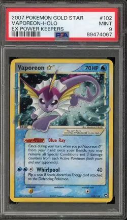 Pokemon Vaporeon Gold Star EX Power Keepers Holo Ultra Rare #102 PSA 9 Mint - Image 1