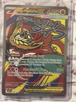 Pokemon Mega Hawlucha EX Basic Rare Foil ASC 268/217 HP 250 Somersault Dive - Image 1
