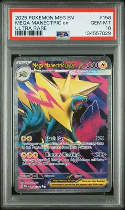 2025 POKEMON MEG EN-MEGA EVOLUTION ULTRA RARE #158 MEGA MANECTRIC EX PSA 10 - Image 1