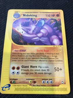 Pokemon Nidoking 24/147 Aquapolis Non-Holo Rare, Vintage NM Condition E Reader - Image 1