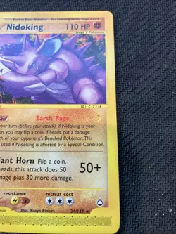 Pokemon Nidoking 24/147 Aquapolis Non-Holo Rare, Vintage NM Condition E Reader - Image 2