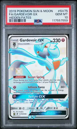 2019 POKEMON SUN & MOON HIDDEN FATES #SV75 FULL ART/GARDEVOIR GX PSA 10 - Image 1