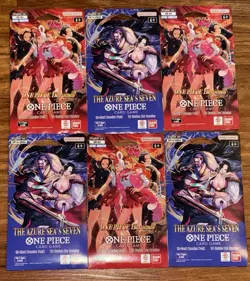 One Piece TCG OP14 Azure Sea’s Seven + EB03 Heroines Sleeved Booster Pack x6 - Image 1